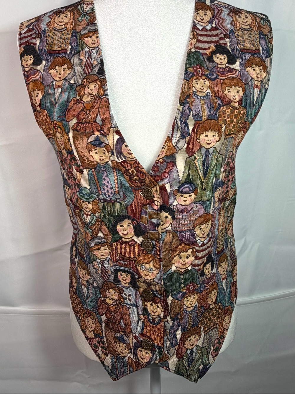 Vintage Children of the World Tapestry Vest Size Large Teachers Academia Grandma